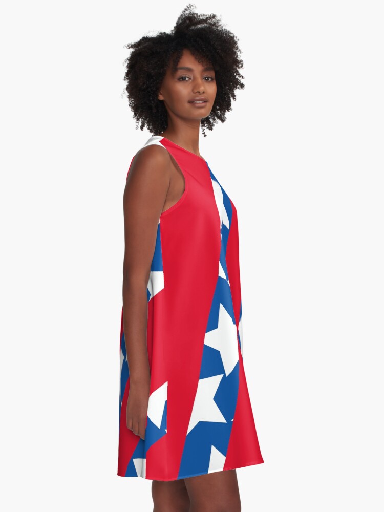 Alternate view of Red Stripes with Blue and Stars A-Line Dress