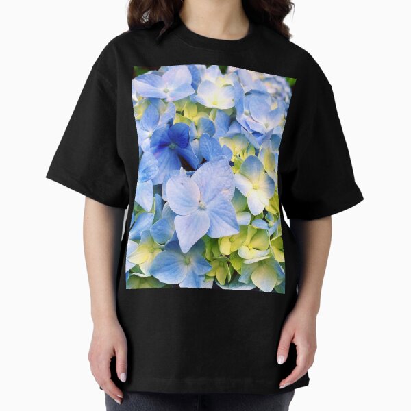 Gardener Gift - Blue Hydrangeas Oversized T-Shirt