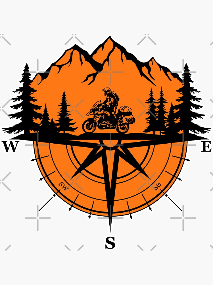Thumbnail 3 of 3, Sticker, Adventure GS Motorbike Funny Mountain Adventure Motorcycle Rider Compass Explore designed and sold by Vrabis.