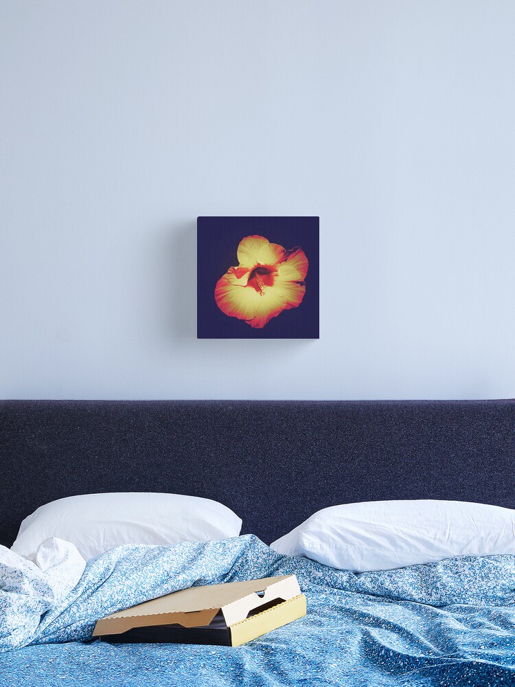 Thumbnail 2 of 3, Canvas Print, Floral Gift - Single Hibiscus Black Orange and Beige Design designed and sold by OneDayArt.