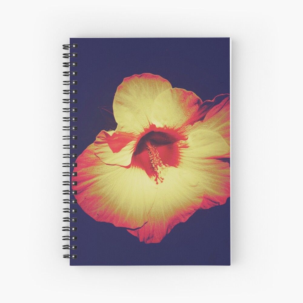 Floral Gift - Single Hibiscus Black Orange and Beige Design Spiral Notebook