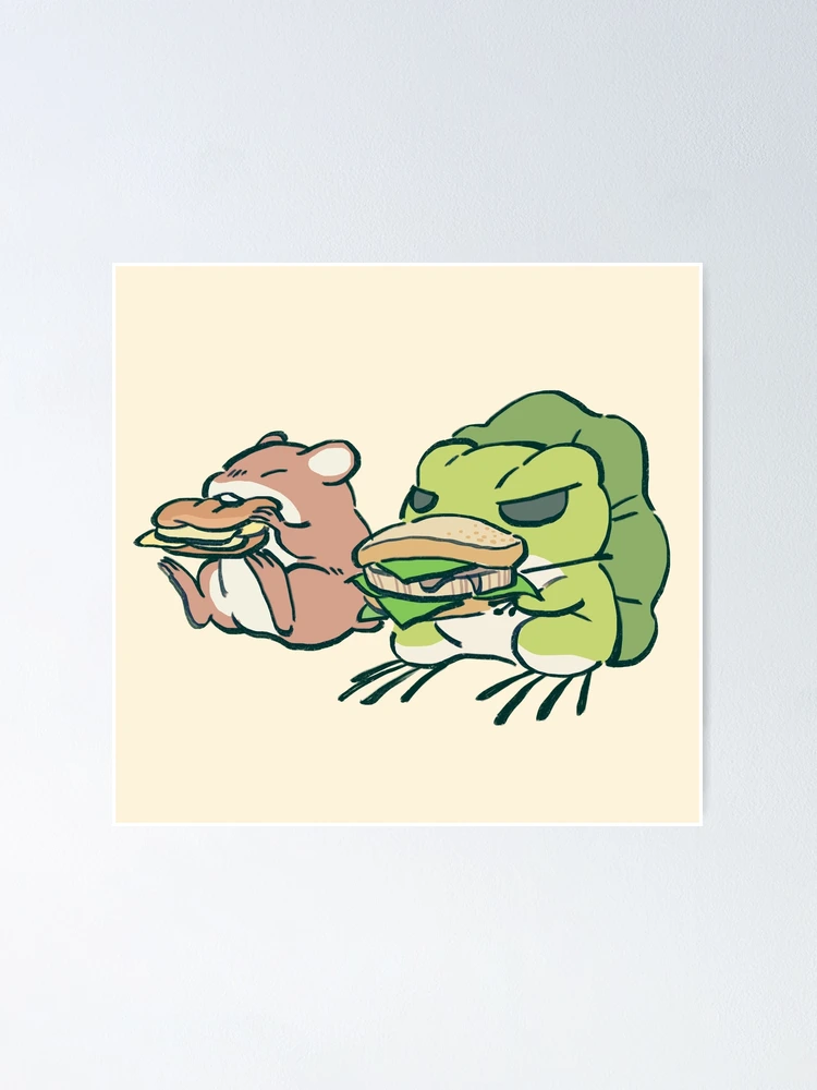 I draw comforting cute green tree frog / frog is here things will be ok  text | Poster