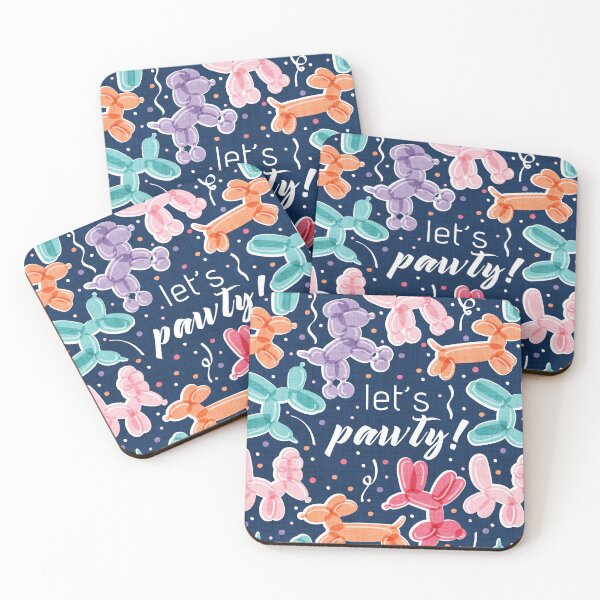 Item preview, Let's pawty! // midnight blue background multicoloured fun balloon dogs and confetti designed and sold by SelmaCardoso.