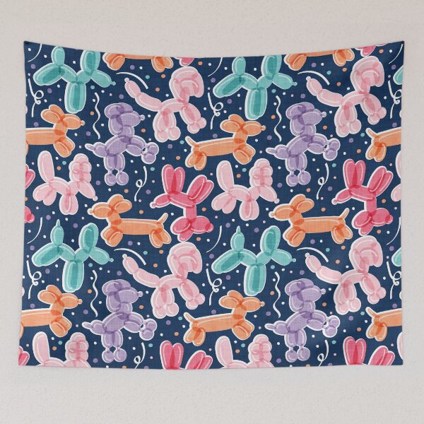 Item preview, Let's pawty! // midnight blue background multicoloured fun balloon dogs and confetti designed and sold by SelmaCardoso.