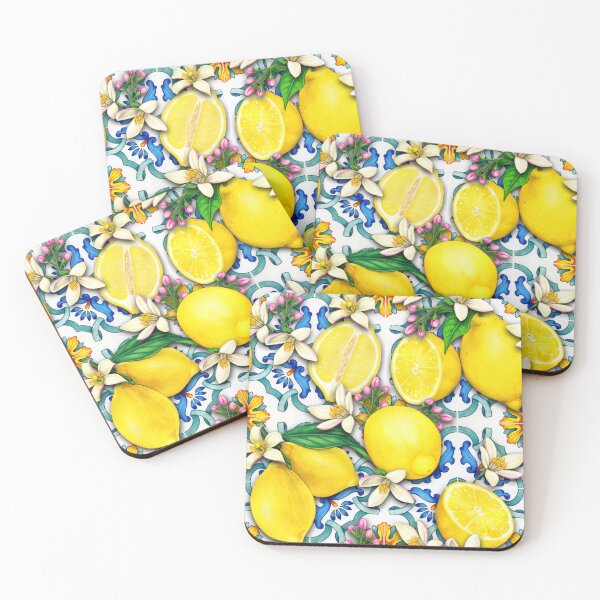 Item preview, Bright Mediterranean Sicilian Tiles with Citrus Lemons designed and sold by SydneyPapierCo.