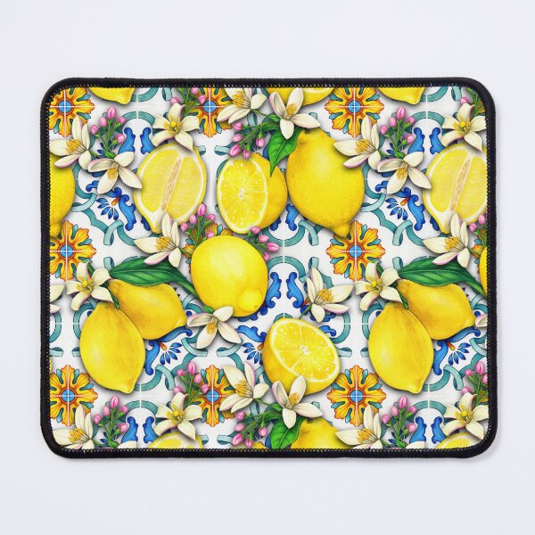Item preview, Bright Mediterranean Sicilian Tiles with Citrus Lemons designed and sold by SydneyPapierCo.