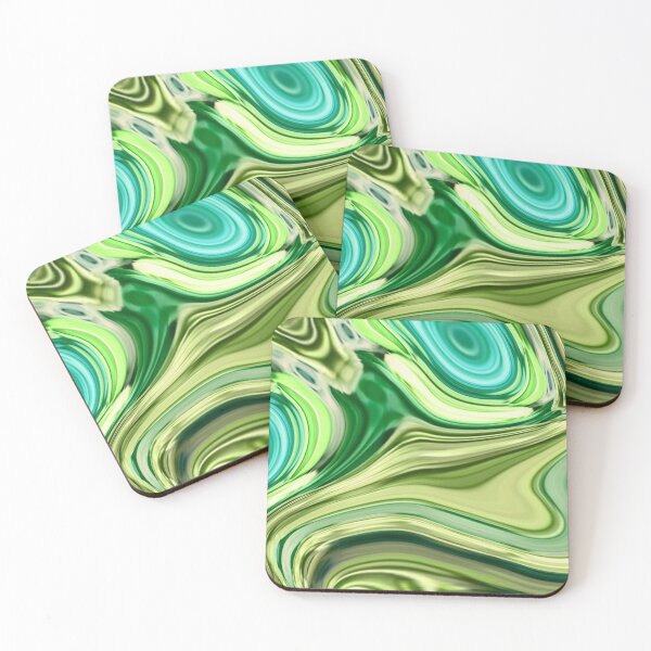 Item preview, 1980s modern abstract turquoise lime green marble swirls designed and sold by LEILA ART SPACE.