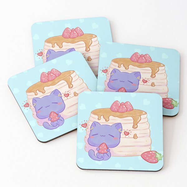 Item preview, Cat with strawberry pancakes designed and sold by Chynia.