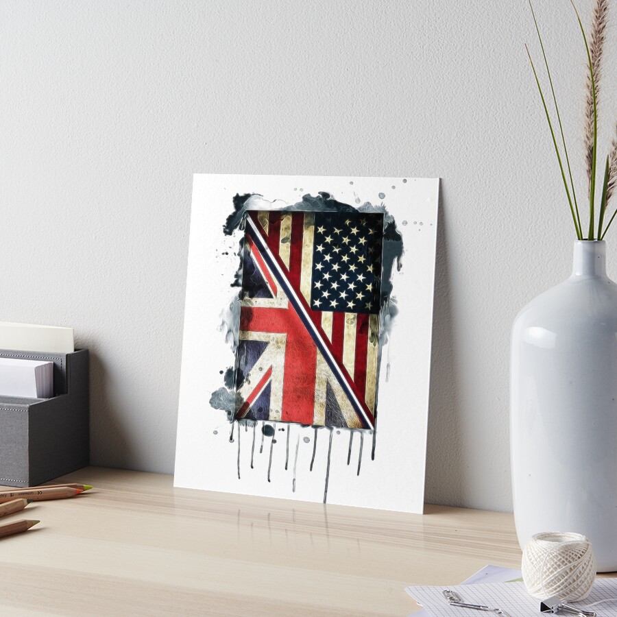 american flag/American and British drawing/vintage flag