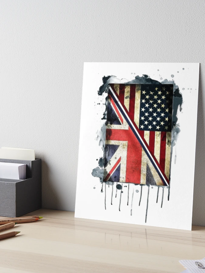 american flag/American and British drawing/vintage flag