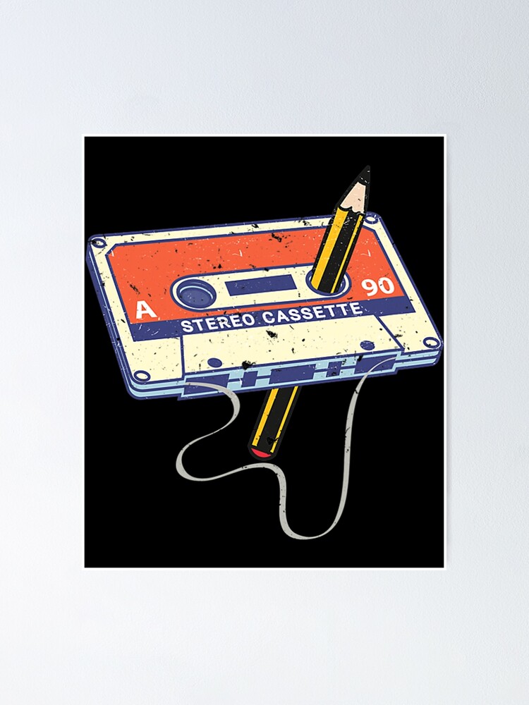 Poster for Sale avec l'œuvre « Cassettes de musique rétro - Cassettes audio  des années 70, 80, 90 - HiFi / Stéréo Nostalgie ! » de l'artiste  RetroTeeStudio