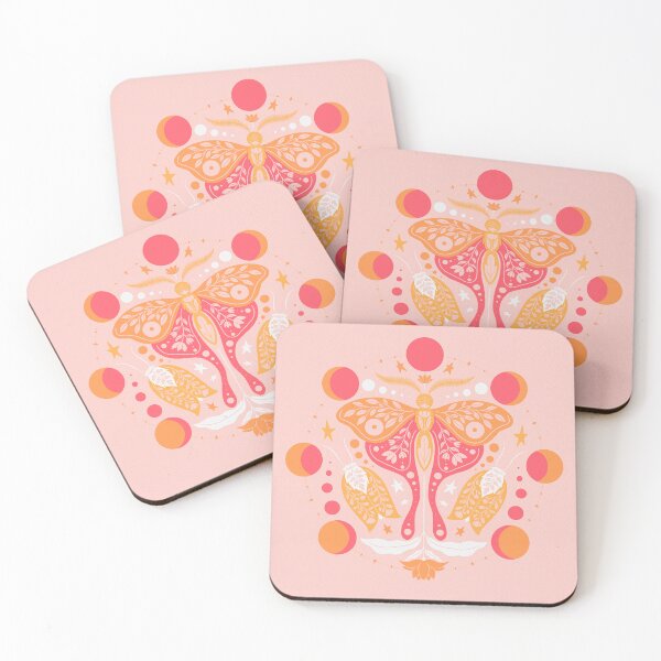 Item preview, Lunar Moths Blush Orange Pink designed and sold by Lottie-O.