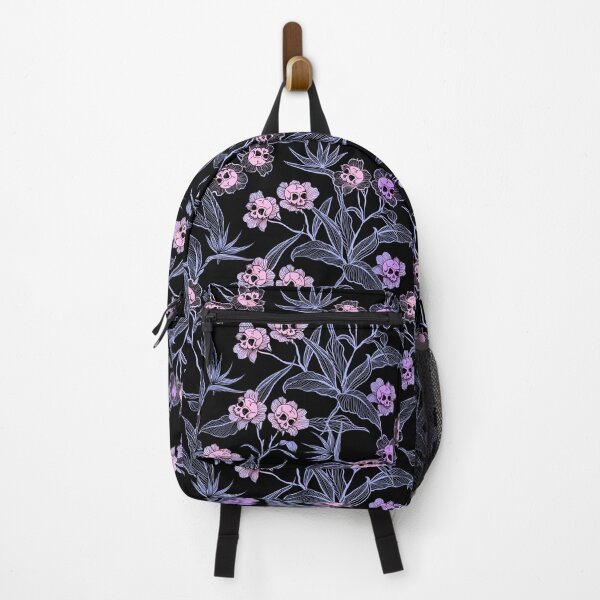 Item preview, Pastel goth death flowers tropical tiki floral skull pattern designed and sold by RedFinchDesigns.