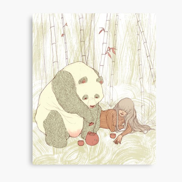 Panda Tea Party Metal Print