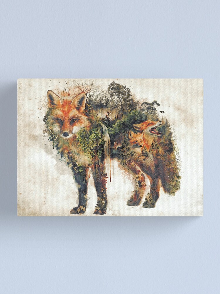 Alternate view of The Fox my original surreal nature art Canvas Print