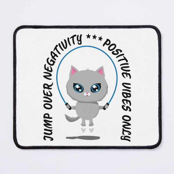 Item preview, Cute Jumping Rope Cat Positive Vibes Only Quote designed and sold by dass-art.