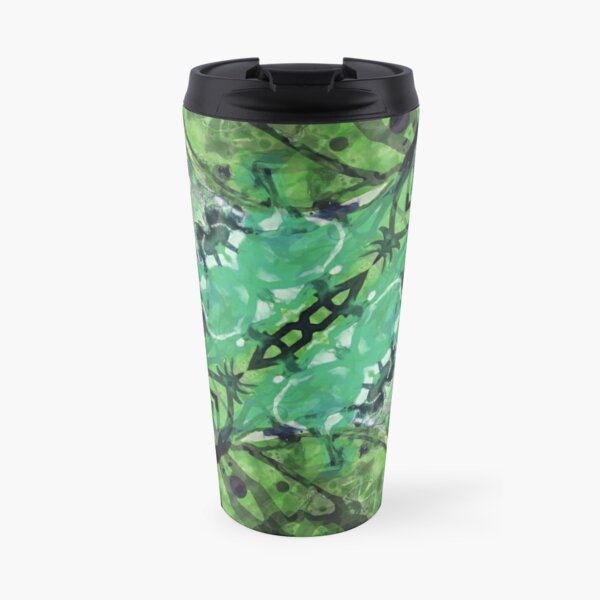 Enchanted Green Apple Fractal Travel Coffee Mug