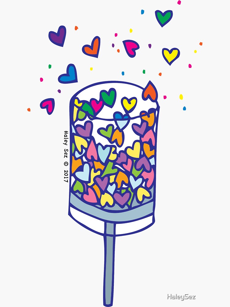 Thumbnail 3 of 3, Sticker, Rainbow Love Party Popper designed and sold by HaleySez.