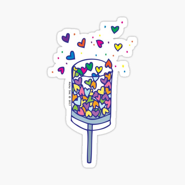 Rainbow Love Party Popper Sticker