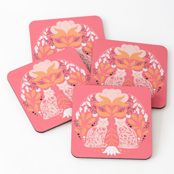 Item preview, Botanical Cats Orange Pink designed and sold by Lottie-O.