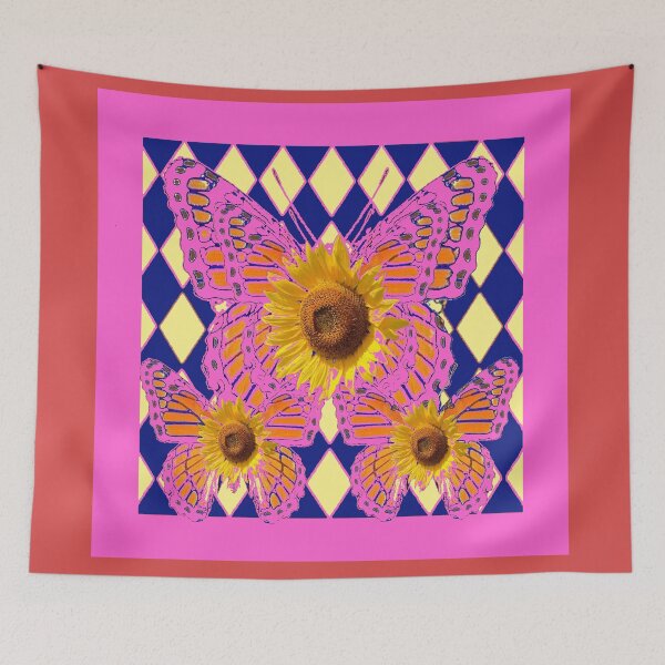 Item preview, PINK  SUNFLOWER,DESIGNS, MONARCH BUTTERFLIES PATTERN ART  designed and sold by sharlesart.