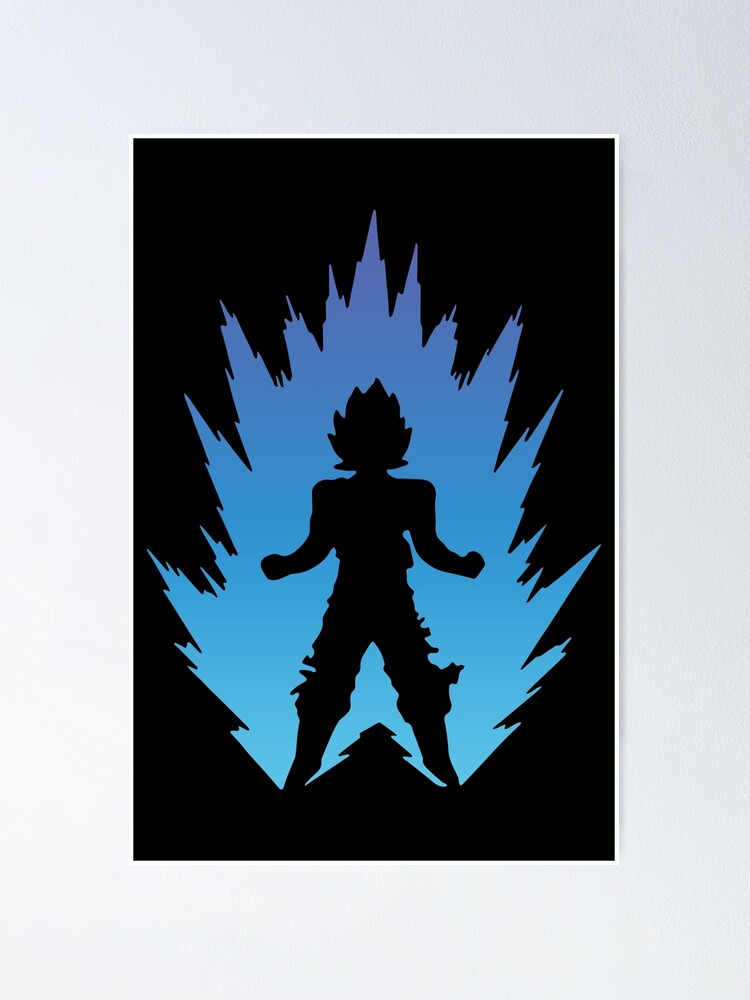 Super Saiyan God Blue Silhouette Poster For Sale By Gohanflex Redbubble 