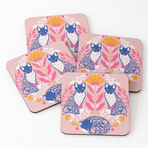 Item preview, Botanical Foxes Blue Pink designed and sold by Lottie-O.
