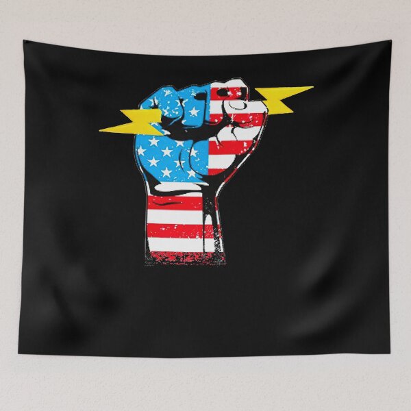 Item preview, Lightning In US Flag Fist Proud Electrician designed and sold by hoangminhSHOP.