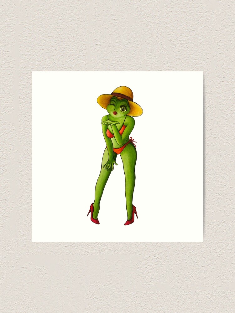 Watercolor sexy frog Art Print for Sale by Art Mania
