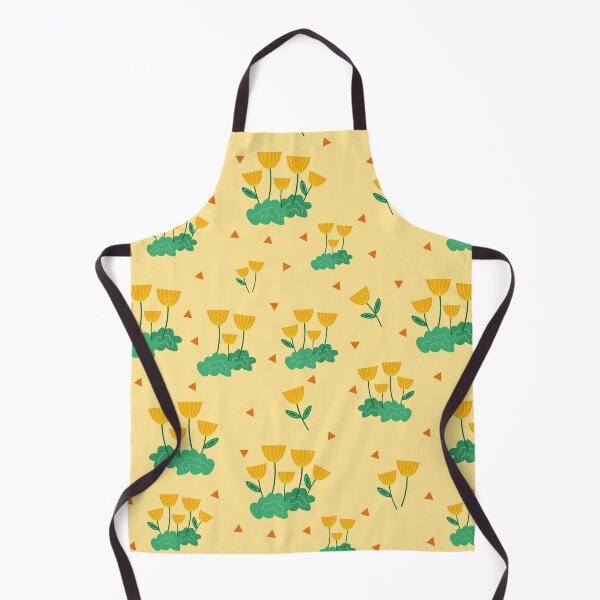 Item preview, Delicate floral print with orange flowers and green leaves on a background of orange triangles designed and sold by Martapp.