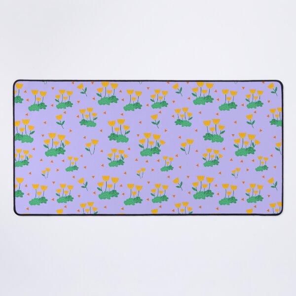 Item preview, Delicate floral print with orange flowers and green leaves on a background of orange triangles designed and sold by Martapp.
