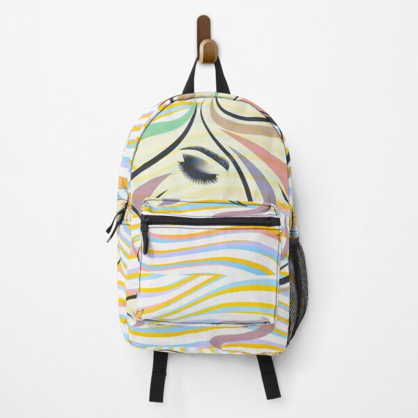 Item preview, Cute trendy Girl behind the colored wavy stripes and flowers designed and sold by Arteartz.