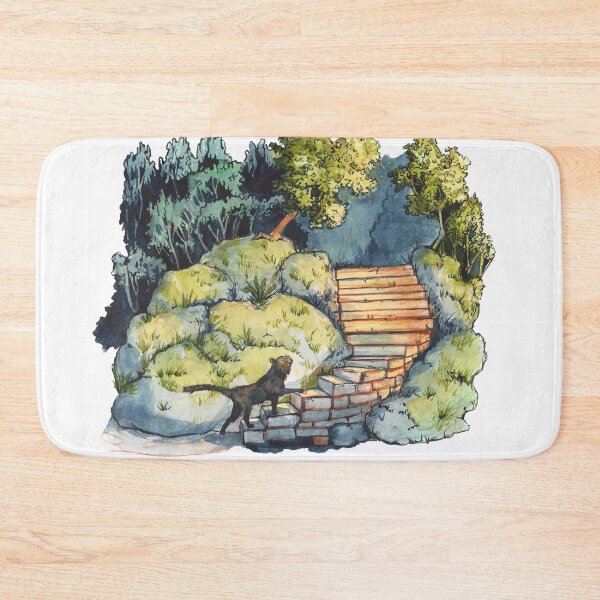 Item preview, cat on stairs - black designed and sold by KarolinaSt.