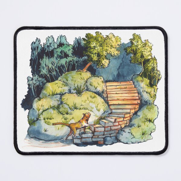 Item preview, cat on the stairs - ginger designed and sold by KarolinaSt.