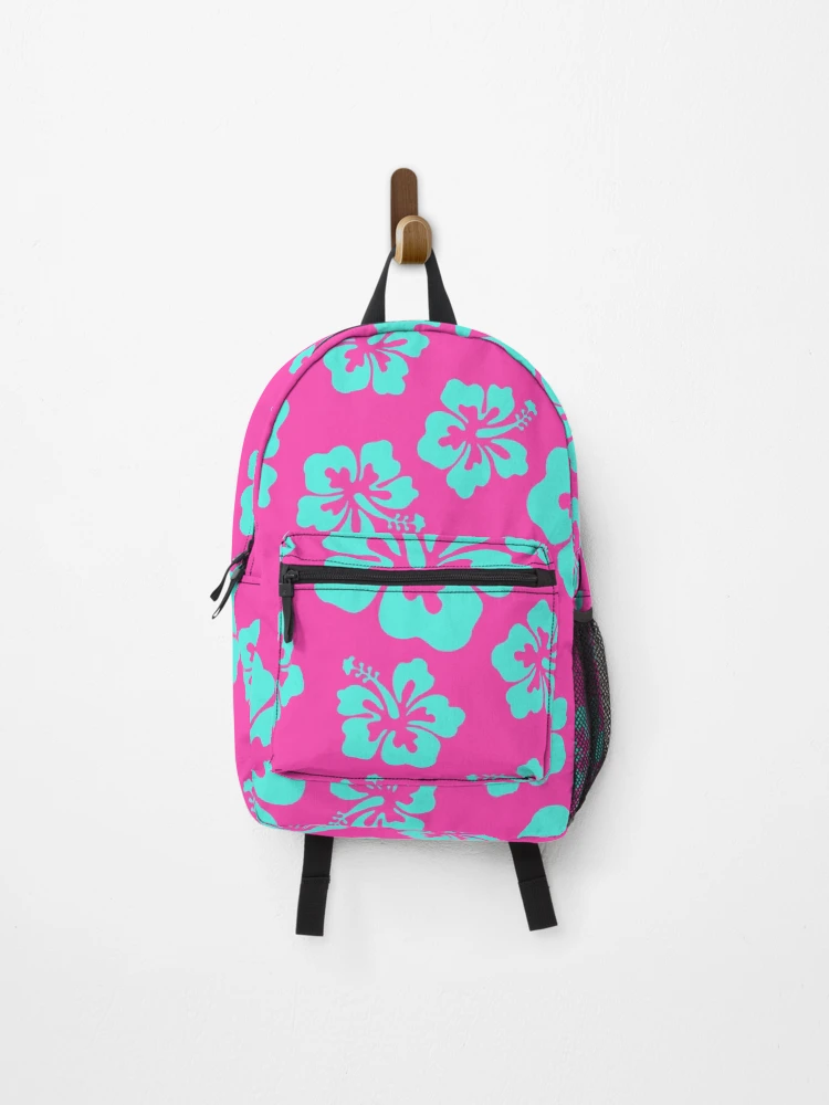 Bright Aqua blue pink Hibiscus Hawaiian Flower Aloha