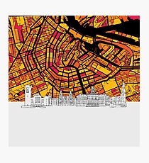 Amsterdam, Netherlands, Skyline Map Photographic Print