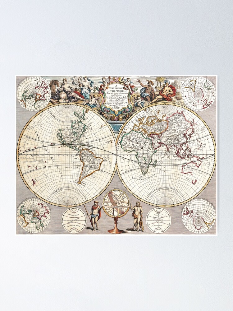 Vintage World Map Poster By ModernFaces Redbubble   Fposter,small,wall Texture,product,750x1000.u5 