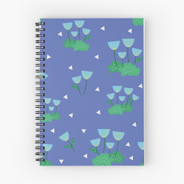 Item preview, Delicate floral print with blue flowers and green leaves on a background of white triangles designed and sold by Sock Garden.