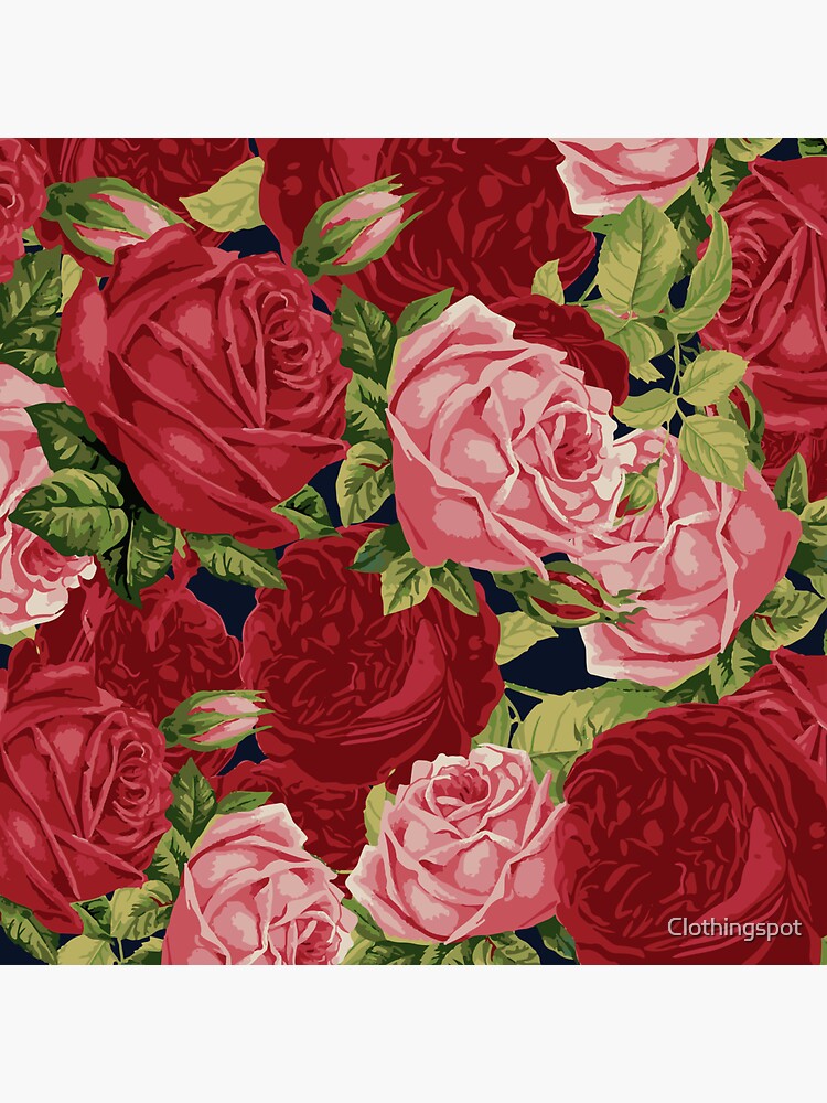 "Floral Watercolor Artwork .Red And Pink flowers Art Watercolor