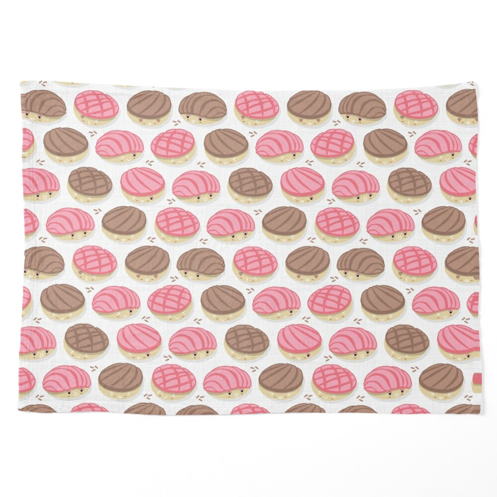 Kawaii Mexican conchas // white background pink and brown pan 