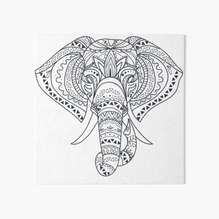 Tribal Tattooed Elephant Outline - Black & White Drawing Tribal Tattooed Elephant Outline - Black & White Drawing