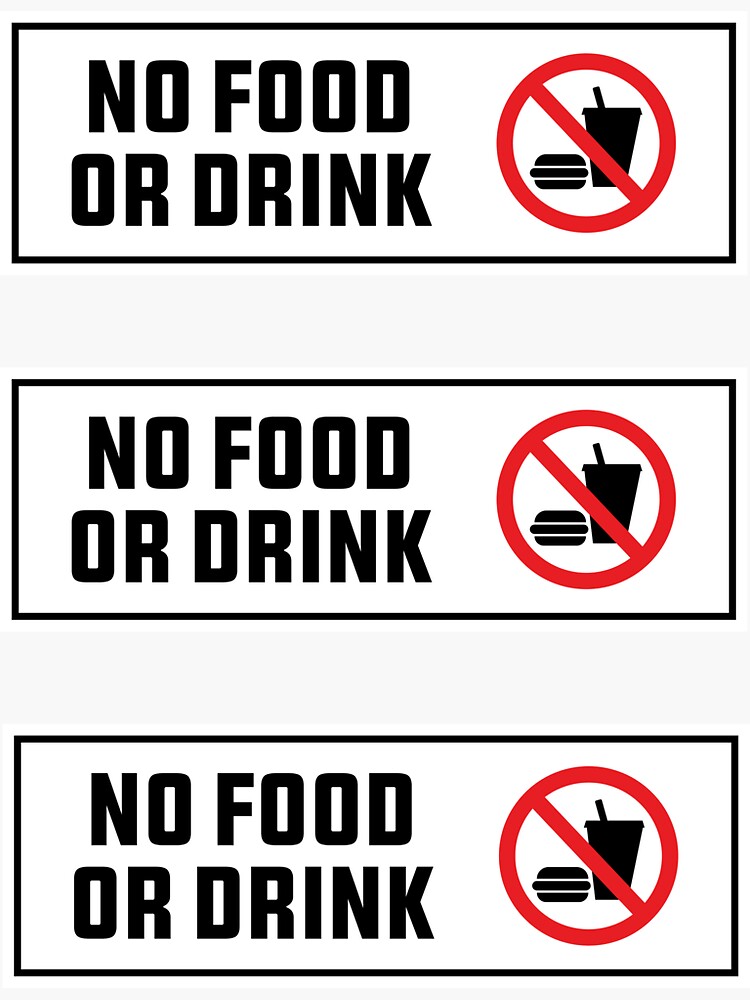 No Food Or Drink Sign Pack of 3 | Sticker