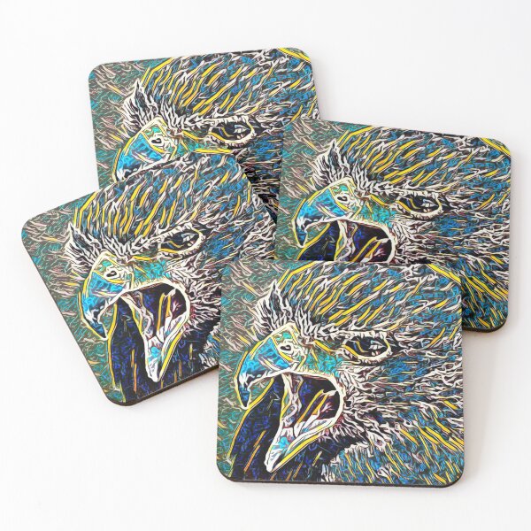 Item preview, Photo of a hawk's head with its beak open. Colorful hawk head. designed and sold by Rui Valverde.
