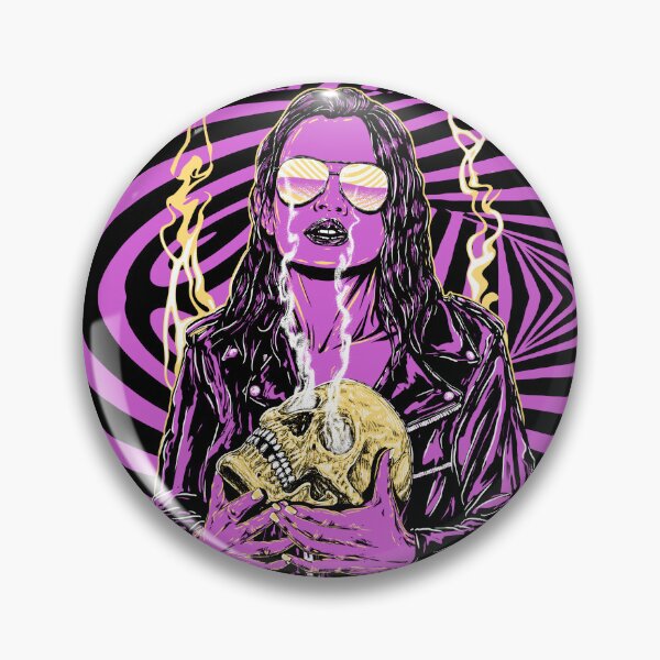 Item preview, Rock N Roll Woman with leather jacket holding smoking skull designed and sold by kylersharp.