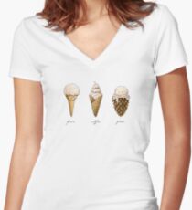 Ice-Cream Cones Fitted V-Neck T-Shirt