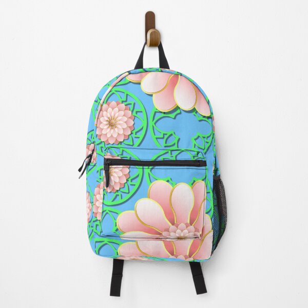 Item preview, Oriental Inspired.. Floral design with neon green repeating circles and accents of pink flowers designed and sold by ditzy-designs.