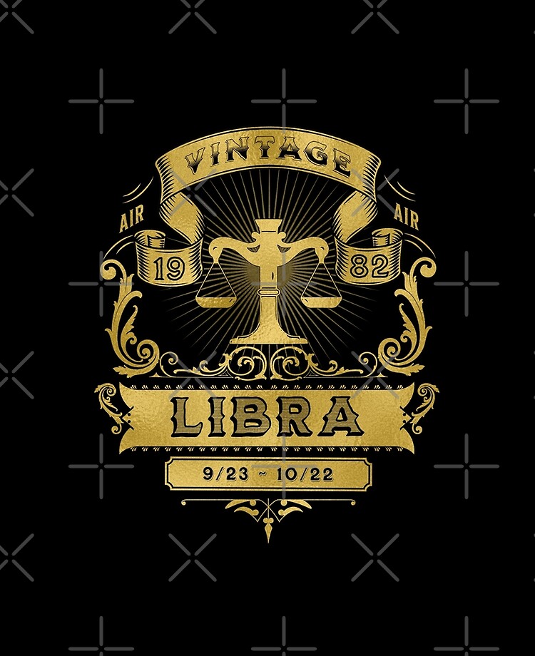 The Zodiac Sign of Libra Golden Vintage 1982