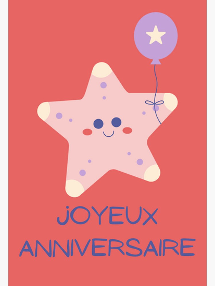 Joyeux anniversaire French language birthday card with star fish (Joyeux  anniversaire, happy birthday in French, carte d'anniversaire) | Greeting  Card