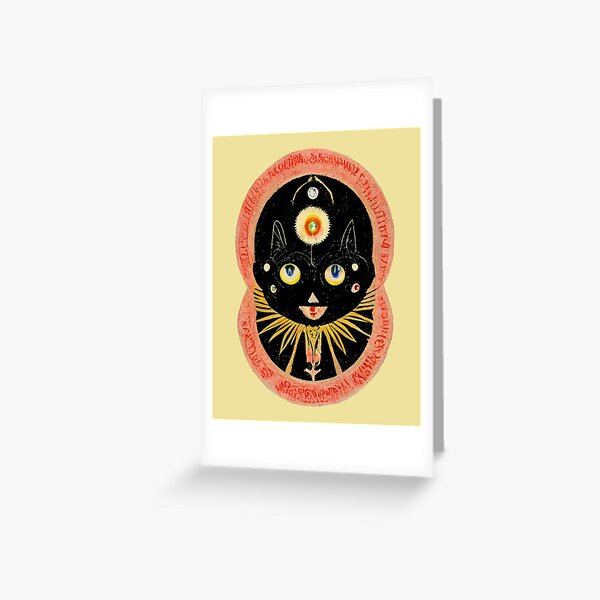 Greeting Card NEW Halloween Cat Kitten Orange Tabby Bat Magic Book GLITTERED 