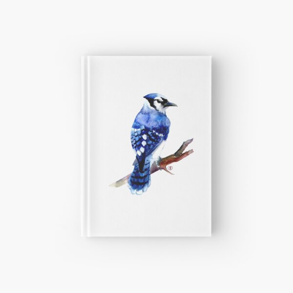 Watercolor blue jay Hardcover Journal